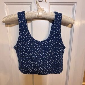 PacSun Crop Top Blue Floral Baby Tee Tank XS Coquette Festival Summer Y2K